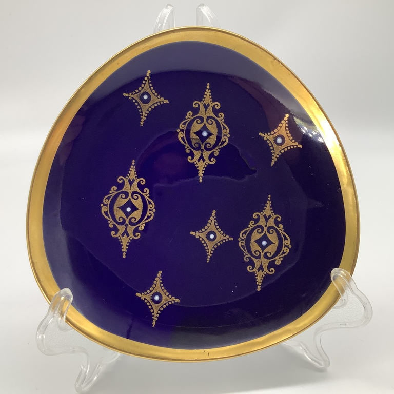 6 pcs. Dessert plates. Cobalt. Germany 1950 -60. Hand painted in gold.