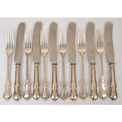 Silver forks with knives for 6 pers.