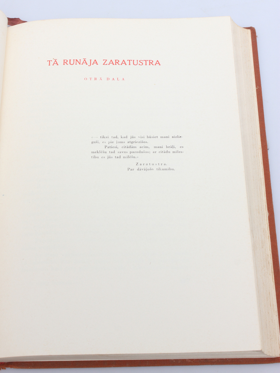 Book ''Tā runāja  Zaratustra''