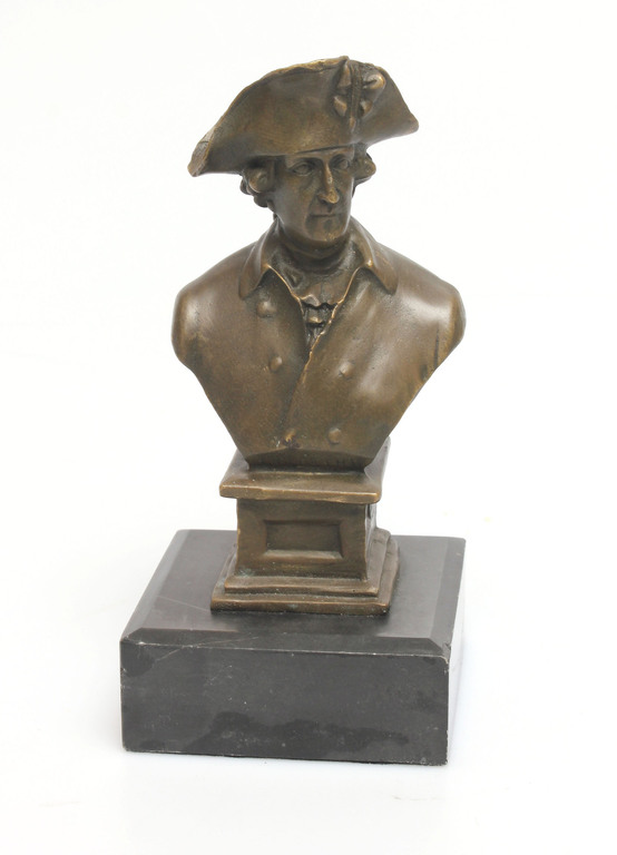 Bronze bust on marble base