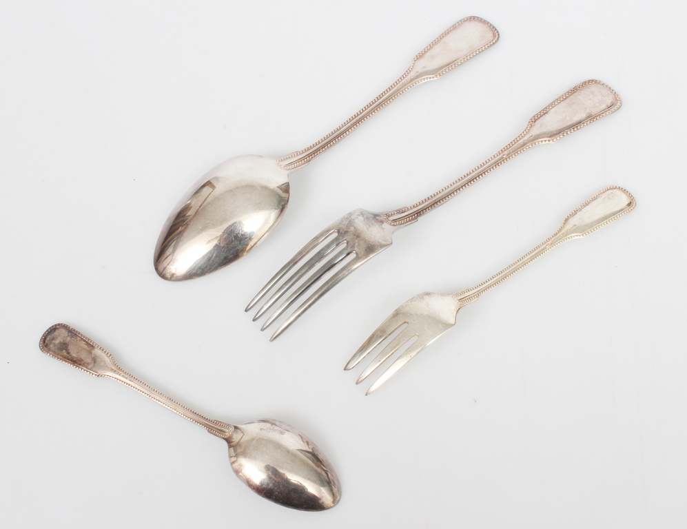 Set of 4 silver cutlery for one person
