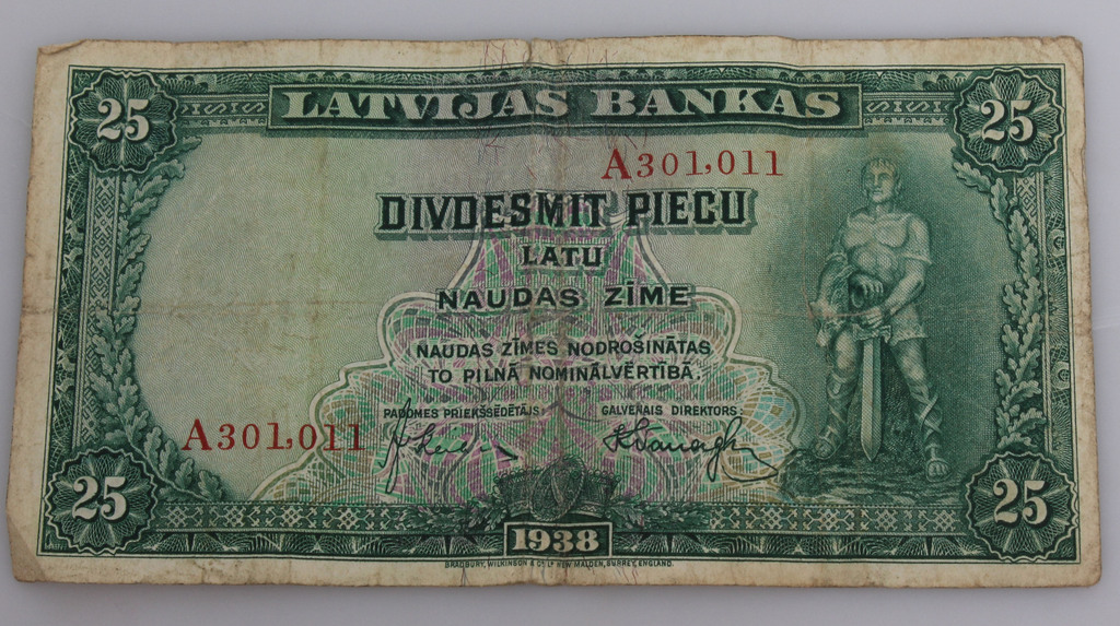 Divdesmit piecu latu naudas zīme 1938