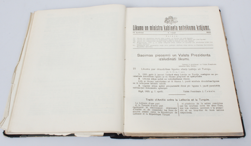  Likumu un ministru kabineta noteikumu krājums 1925.gadam