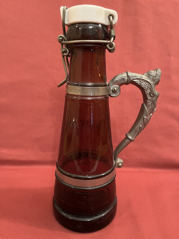 Beer pitcher with tin handle