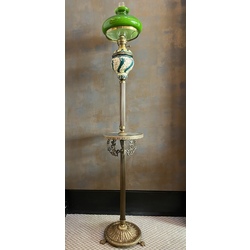 Rare beautiful bronze floor kerosene lamp with table