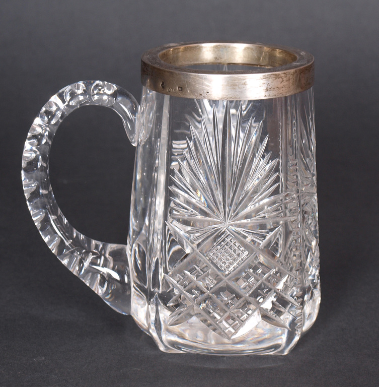 Crystal beer cup with silver finish