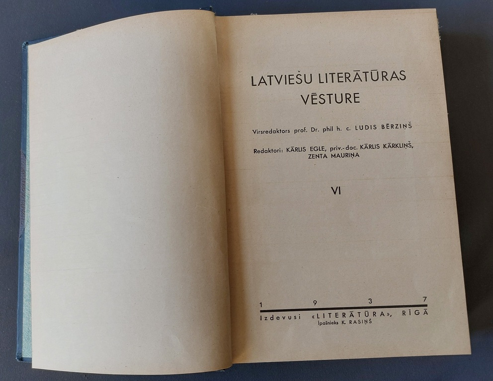 HISTORY OF LATVIAN LITERATURE 1935-36. 1-6 faces. 