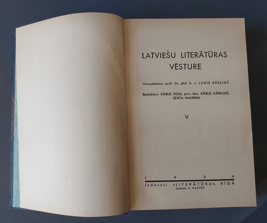HISTORY OF LATVIAN LITERATURE 1935-36. 1-6 faces. 