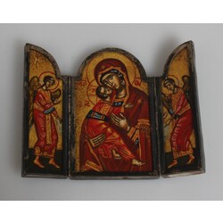 3-part Orthodox icon in a silver frame 