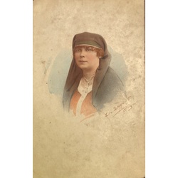 Postcard with a portrait of a woman