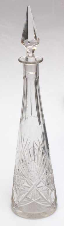 Crystal glass decanter with cork