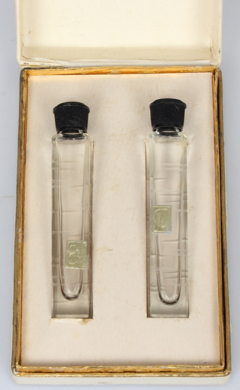 Glass perfume bottles in original packaging 