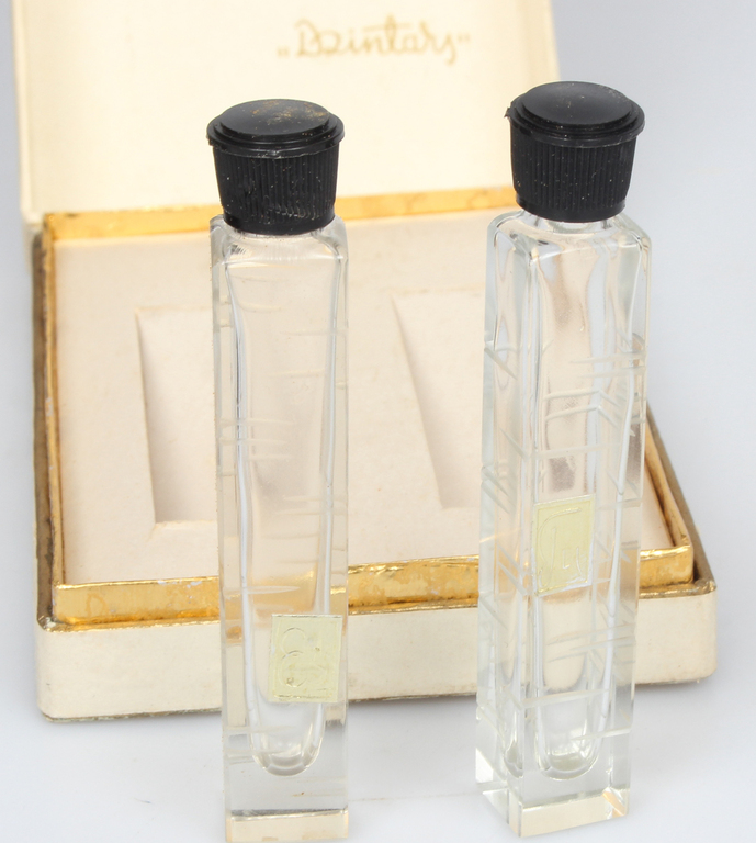 Glass perfume bottles in original packaging 