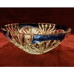 Crystal bowl for fruit. Cobalt inserts. Nakhtman. Last century.