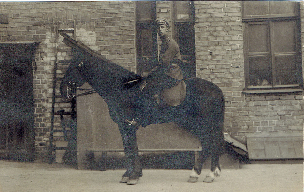 Fotogrāfija Kareivis zirga mugurā