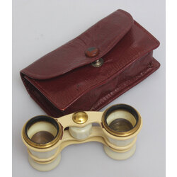Theater binoculars with leather case