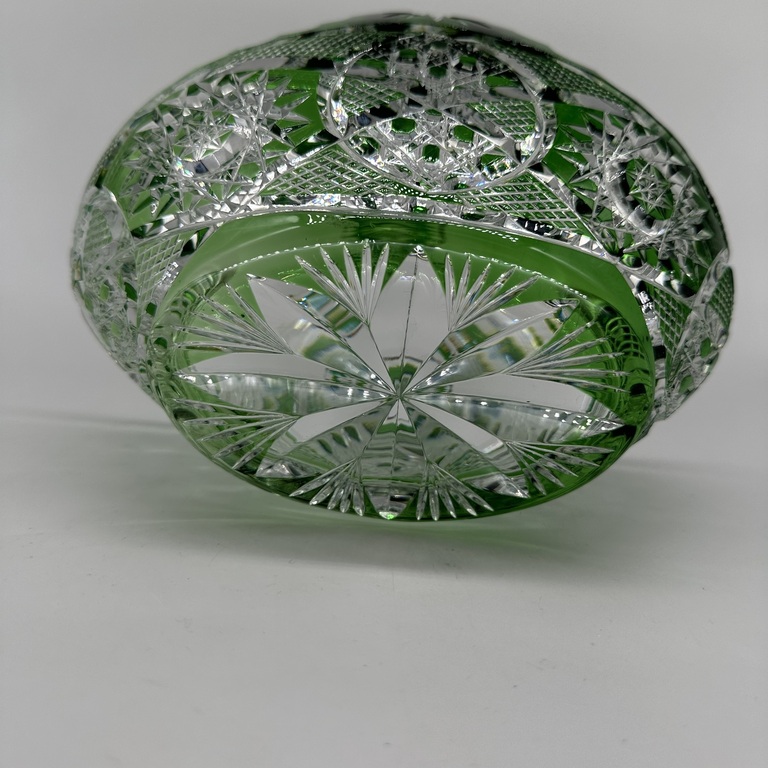 Art Deco Heavy Crystal. Fruit bowl. Pre-war Bohemia. Hand sanding.