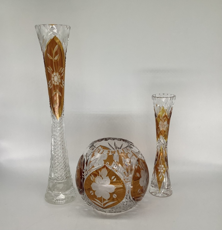 Antique Bohemian vases in perfect condition. Two Bertz vases and a ball. The composition could not be separated.