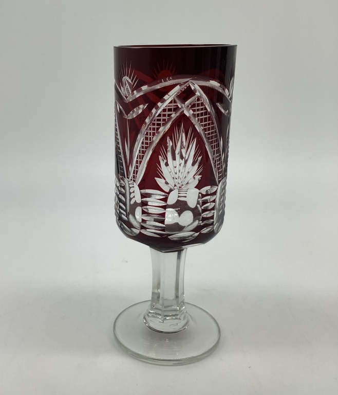 Ilguciem glass factory. Rare form of wine glasses. “Salute” Hand carved.