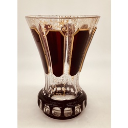 Imperial glass factory. Vase, ruby crystal. Polished and painted in gold.