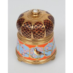 Faberge porcelain ornament box with the musical Nightingale