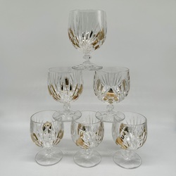 Crystal cognac glasses with gilding. Hand polished heavy crystal. Nachtmann. 