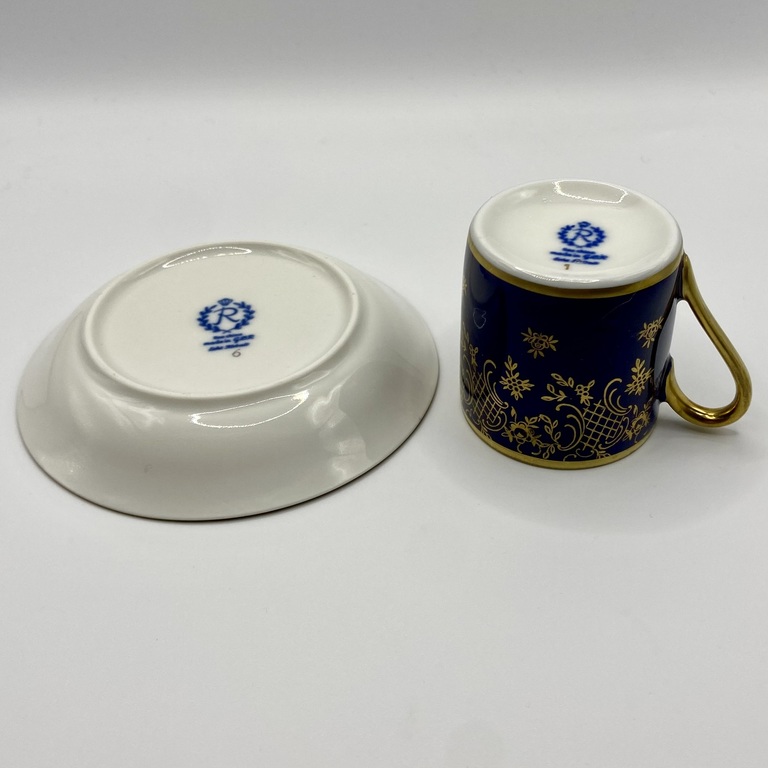 Coffee couple from the GDR. 1980. Cobalt with gold. 