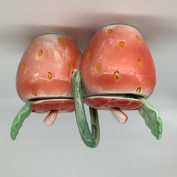 Set for horseradish and mustard in the shape of strawberries. Pre-revolutionary in good condition. Russia, private factories.
