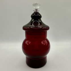 Ruby glass tea jar. Bohemia 