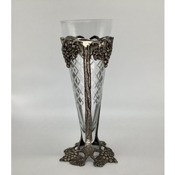 Glass vase in a metal frame. France, early 20th century.