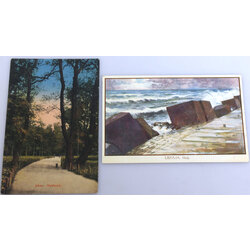 Two colorful postcards 'Libau.Stadtpark un Liepāja.Moļi''