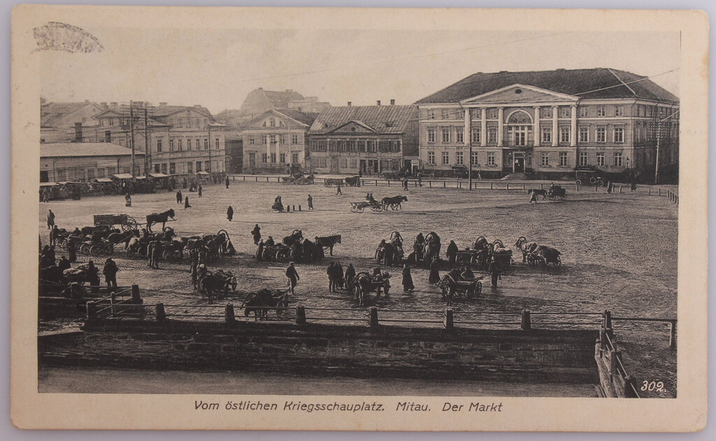 Postcard ''Mitau.Der markt''