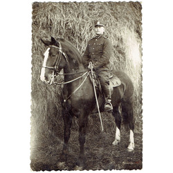 Atklātne Latviešu karavīrs Daugavpilī, zirga mugurā