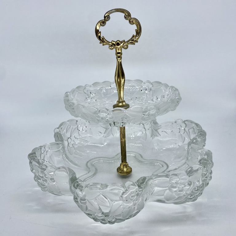 Mikasa Crystal Walther Carmen Two Tier Heavy Crystal Serving Dish. 1970s.