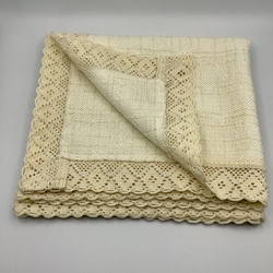 1.00 x 0.45 m Homespun linen napkin with handmade lace. Latvia. Folk craftsmen.