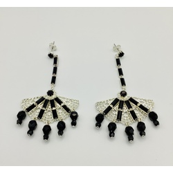 Earrings in the shape of a fan. Bohemia. Antique jewelry. Bohemia. Excellent preservation.