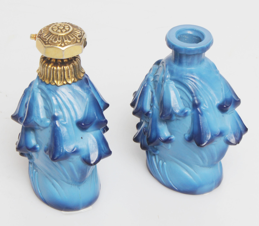 Blue perfume glass bottles 2 pcs.