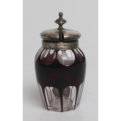Glass jar for tea with spoon