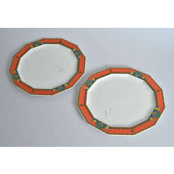 Porcelāna šķīvis art deco stilā ar pāvu motīvu 2 gab.