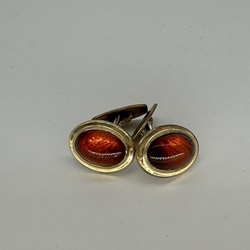 Cufflinks for a shirt. Gilded, inlaid with solid amber 