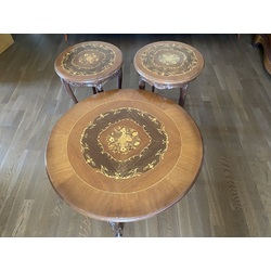 Marquetry Center table and side tables