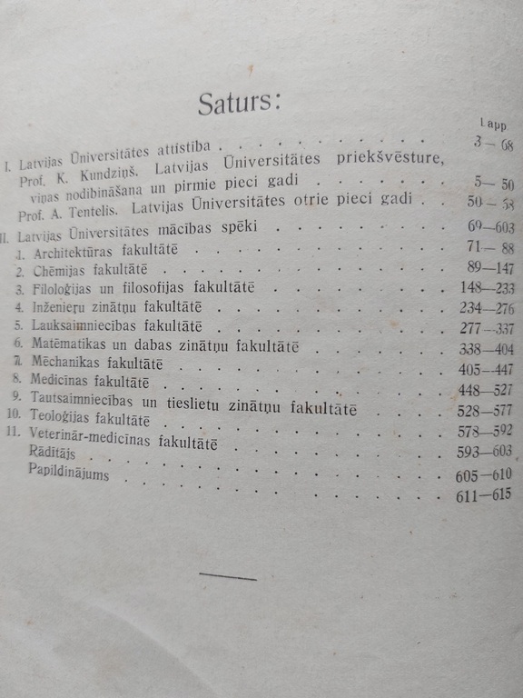 University of Latvia 1919-1929 in Riga, 1929 edition of the University of Latvia