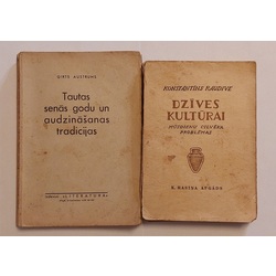 2 pcs. 1-Đirts Austrūs Ancient traditions of honor and upbringing of the people 1939 ; 2- Konstantin Raudive CULTURE OF LIFE, modern human problems 1942