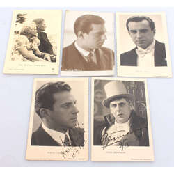 5 postcards with portraits of actors (two with autographs)