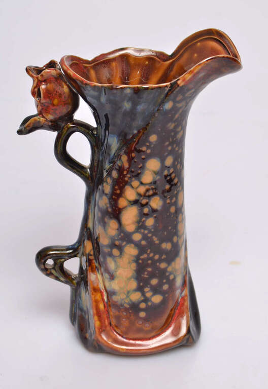 Керамический горшок-ваза с декором в виде розы