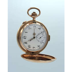Gold pocket watch-chronometer with pendulum and melody