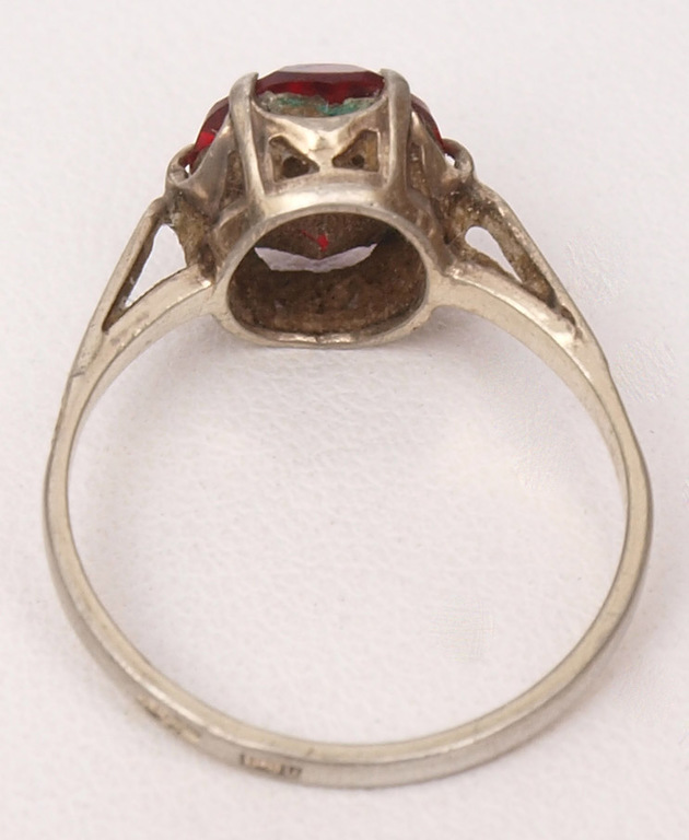 Silver ring with artificial stone