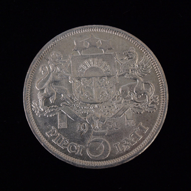100 silver five-lats coins