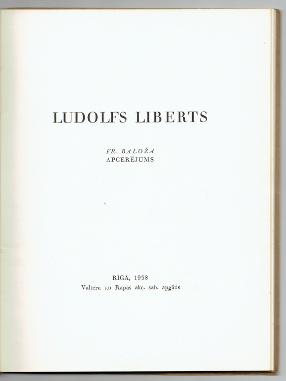 Grāmata „Latviešu māksla-Ludolfs Liberts”