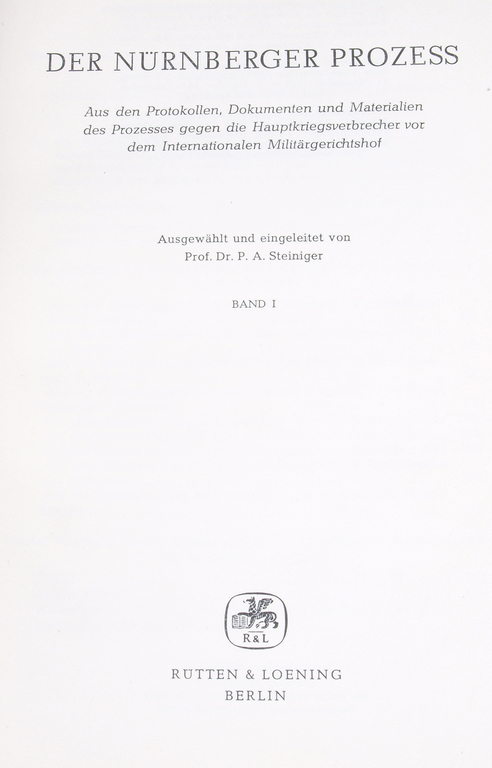 Book„Der Nunberger prozess(Nuremberg process), 2 volumes”